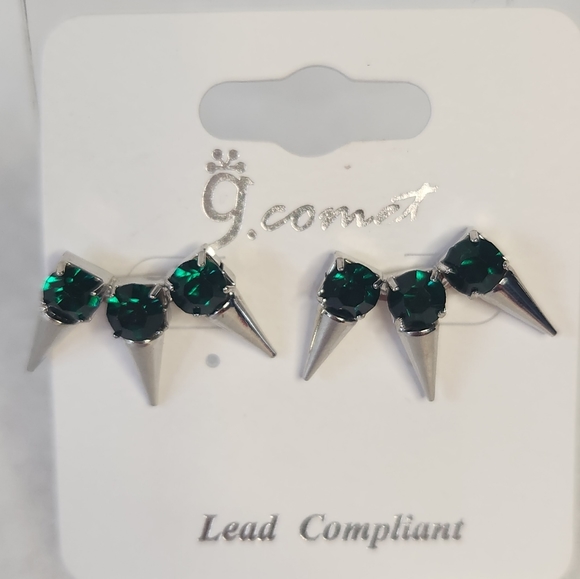 G.comet Metal Rhinestone Button Earring Set - Picture 2 of 7